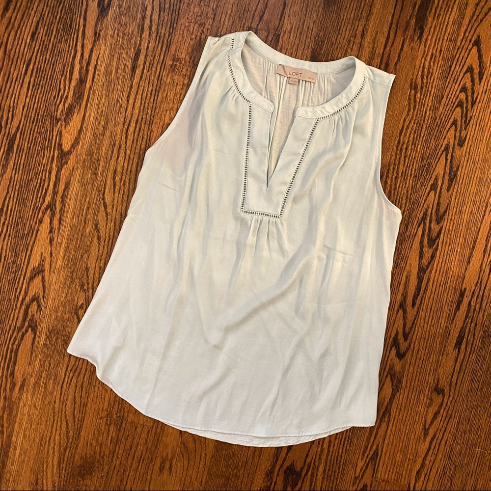 LOFT sea foam green v neck top